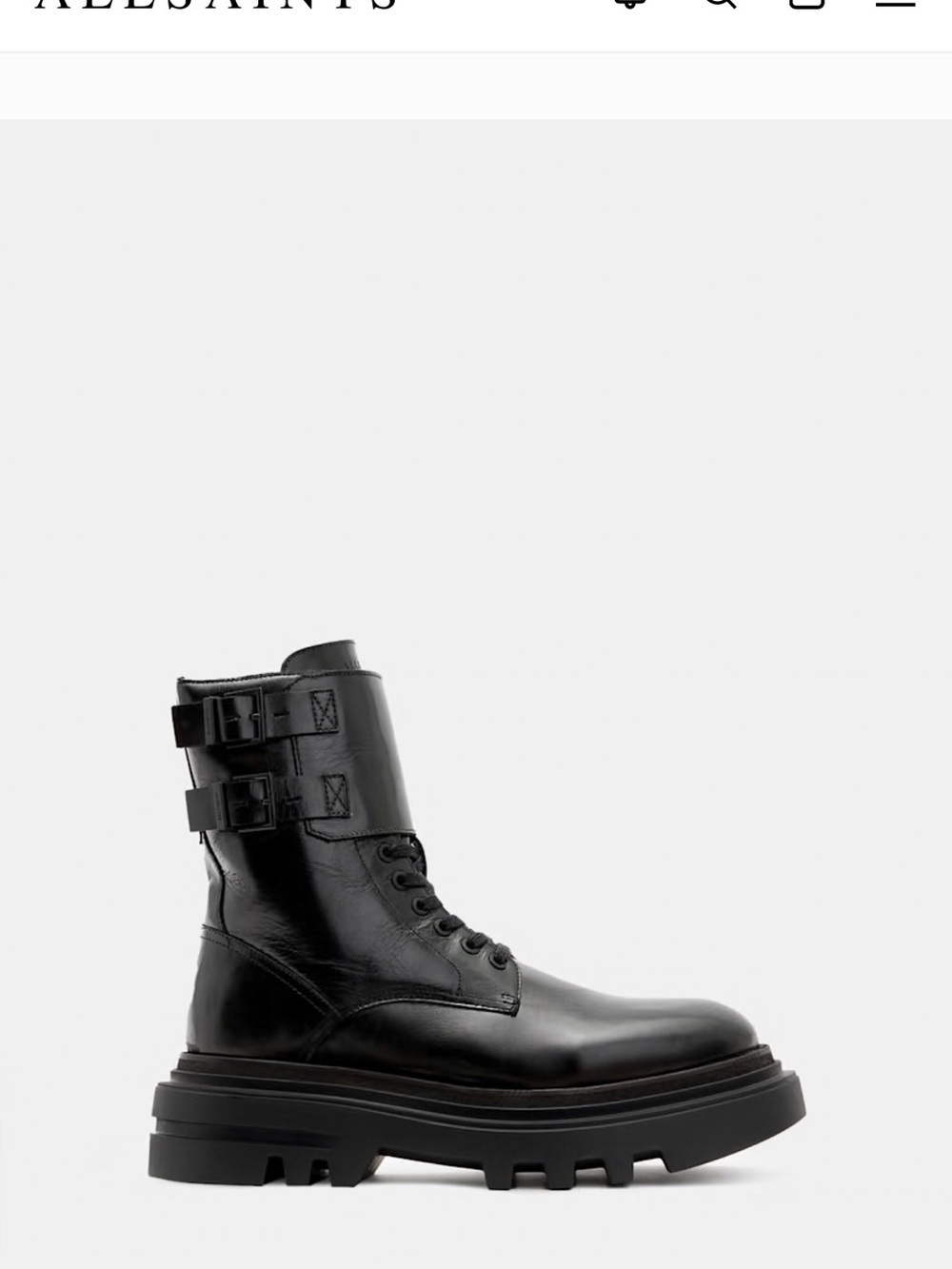 All Saints Men’s Black Leather Combat Boot